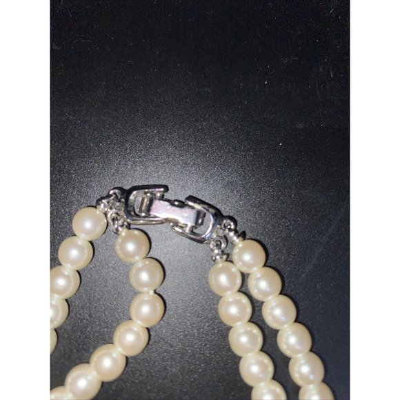 Art Deco Style multi Strand Faux Pearl And Rhinestone Wedding Necklace - Picture 8 of 8